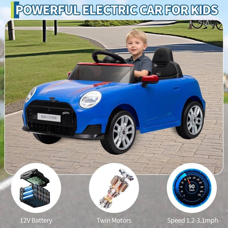 12V Ride on Car for Kids with Remote Control, Licensed BMW Electric Car, Black