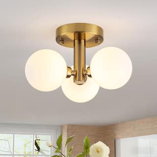 3-Light Glass Semi Flush Mount