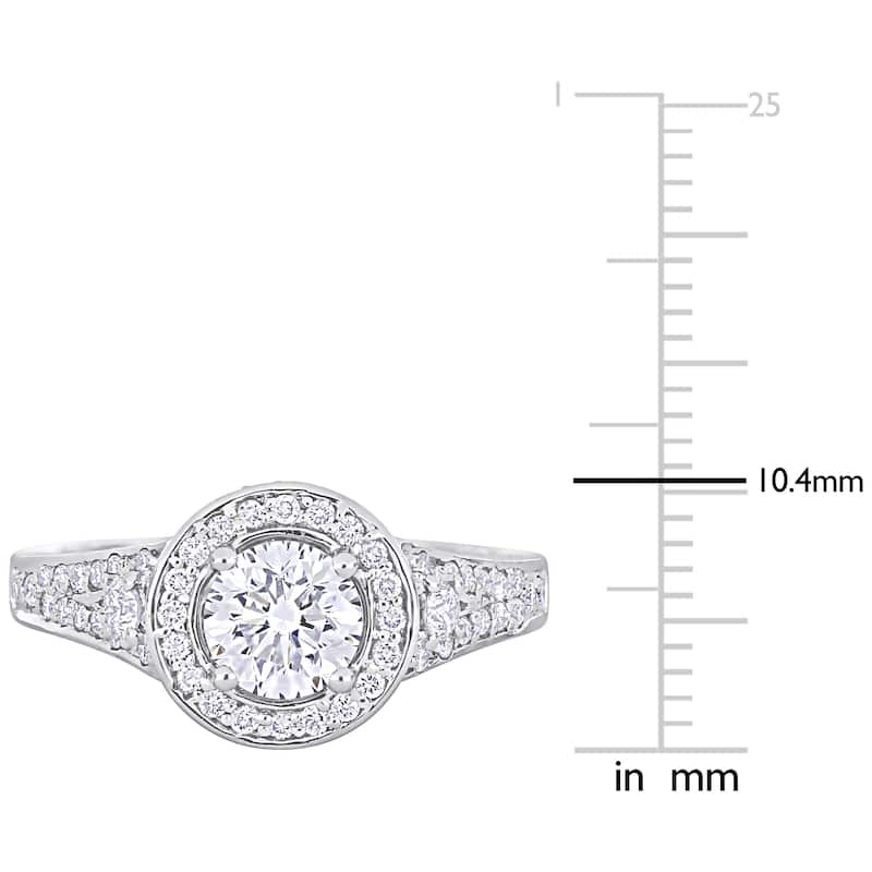 Miadora 1 3/4ct TDW Diamond Halo Vintage Engagement Ring in 14k White Gold