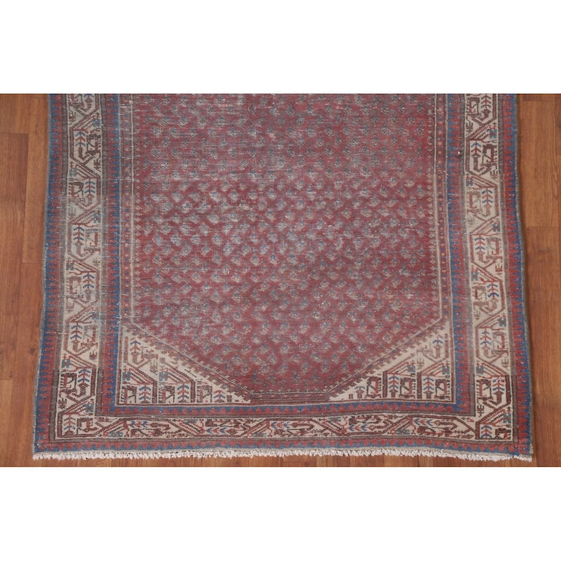 Hand Knotted Oriental 100% Wool Carpet Traditional All-Over Red Botemir Area Rug - 6' 5'' X 4' 1''