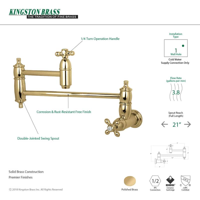 Kingston Brass Restoration Wall Mount Pot Filler Kitchen Faucet