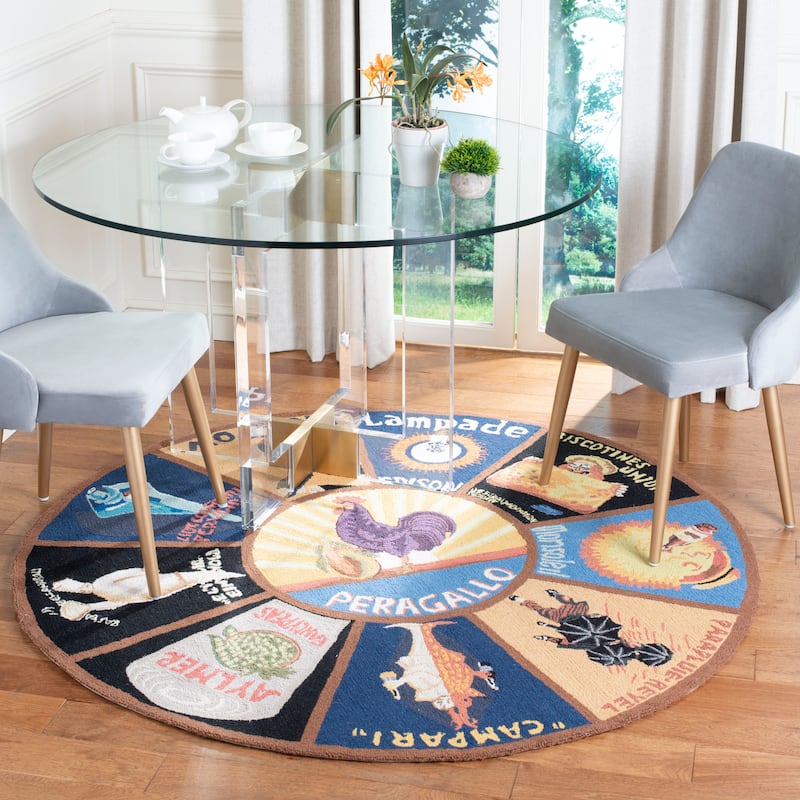 SAFAVIEH Handmade Chelsea Janitza French Country Novelty Wool Rug - 8' Round - Black
