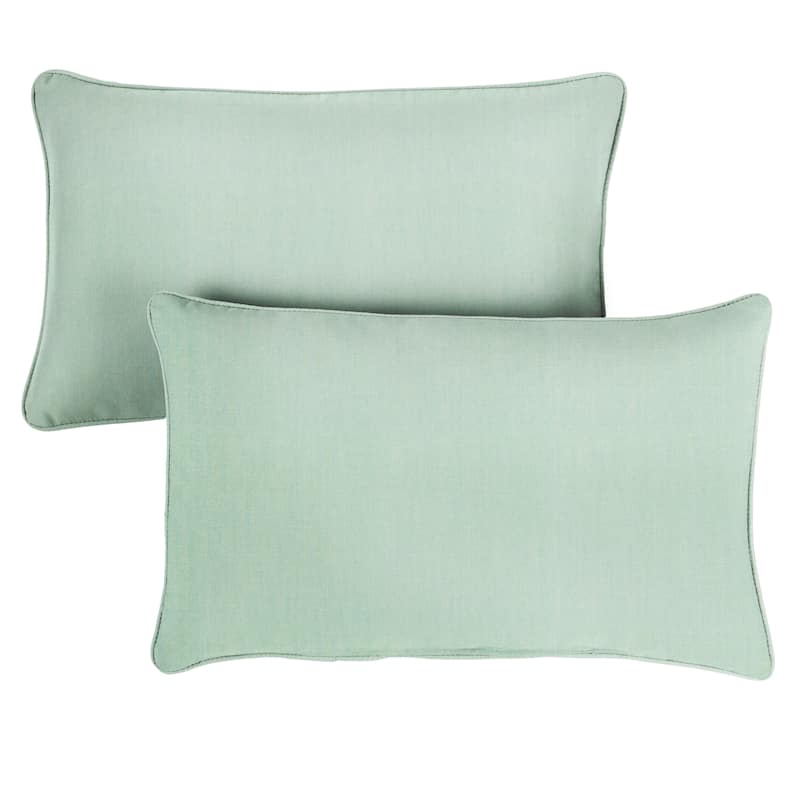 Sunbrella Canvas Spa Corded Indoor/ Outdoor Pillows (Set of 2) - 12 in x 24 in
