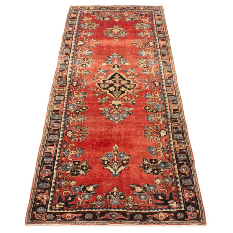 ECARPETGALLERY Hand-knotted Anadol Red Wool Rug - 3' 7" x 10' 2"