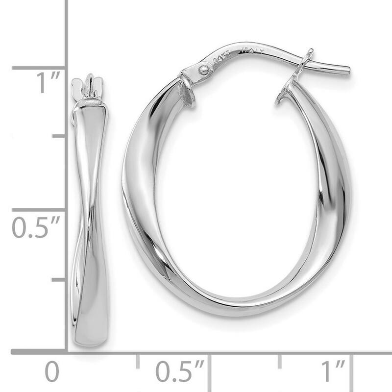 Curata 14k White Gold Polished 3x24mm Twist Hoop Earrings