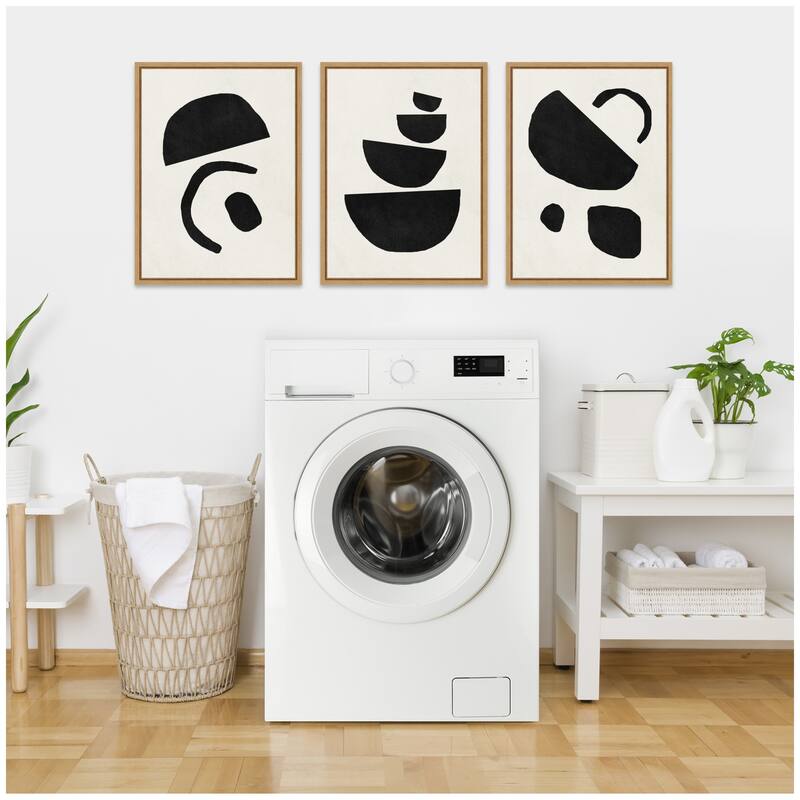 Kate and Laurel Sylvie Black Geometric Abstracts Framed Canvas Art Set by July Art Prints