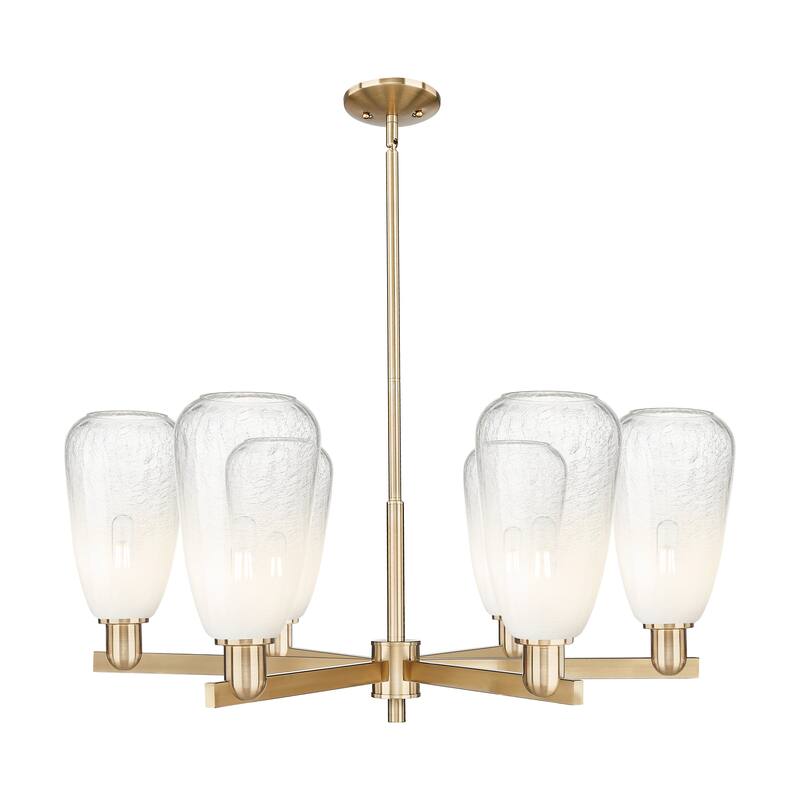 Innovations Lighting Downtown Urban - Brookhaven Almond - 6 Light 24" Stem Hung Chandelier - Champagne Bronze/Opal