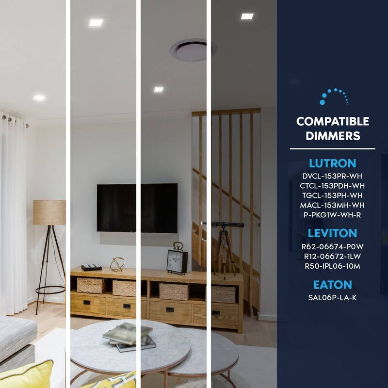 Luxrite 6" Square LED Recessed Ceiling Light J-Box 18W 5 Color Selectable 1800LM Dimmable Wet Rated IC Rated ETL - 1 Pack