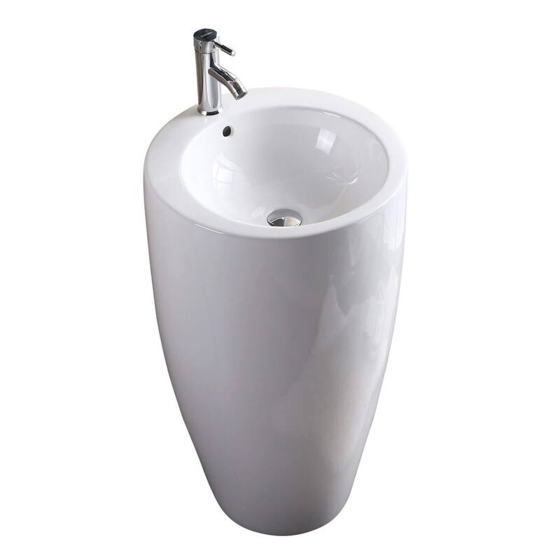 Fine Fixtures Island Pedestal, Elegant One Piece Pedestal Sink, Vitreous China