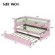 preview thumbnail 5 of 3, Twin Size Upholstered Platform Bed Daybed with USB Ports, LED Belt and Trundle