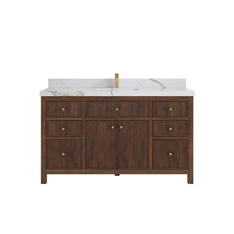 Willow Collections 60 in. W x 22 in. D Sonoma Teak Wood Single Sink Bathroom Vanity with Countertop