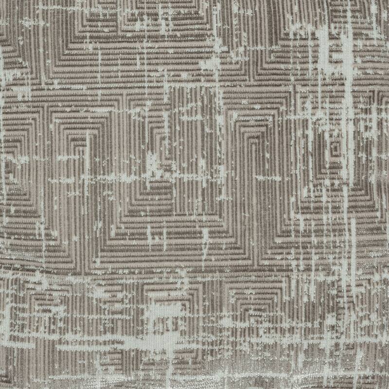 Sevita Gray/Ivory Contemporary Geometric Polyester Blend Pouf