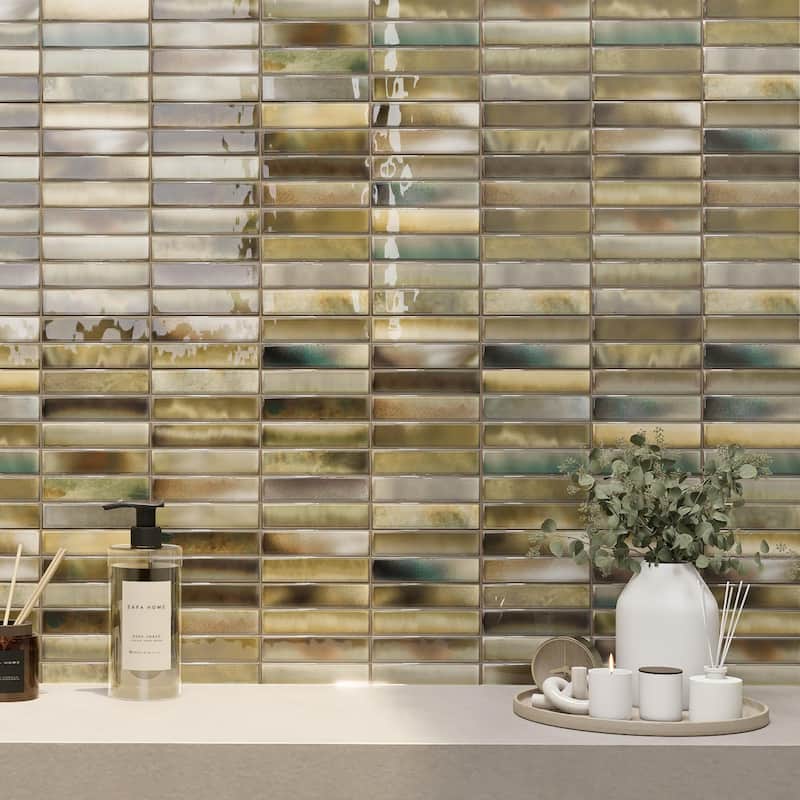 Merola Tile Borealis Green 5-7/8" x 11-3/4" Ceramic Wall Tile