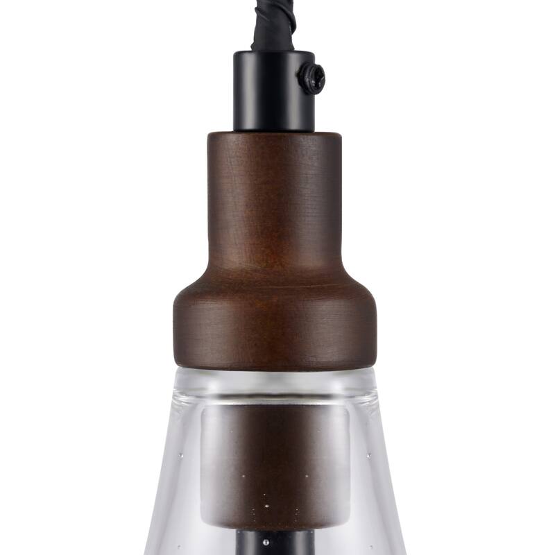 CO-Z Farmhouse Teardrop Semi Flush Mount Ceiling Light Fixture - Walnut & Black