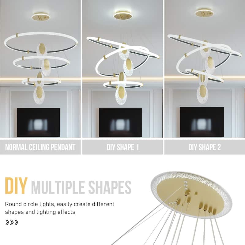 Indoor Acrylic Ring Chandelier Large Pendant Ceiling Light