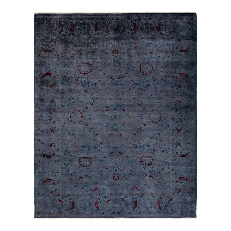 Overton Hand Knotted Wool Vintage Inspired Modern Contemporary Overdyed Gray Area Rug - 8' 2" x 10' 3"