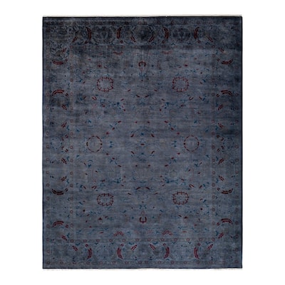 Overton Hand Knotted Wool Vintage Inspired Modern Contemporary Overdyed Gray Area Rug - 8' 2" x 10' 3"