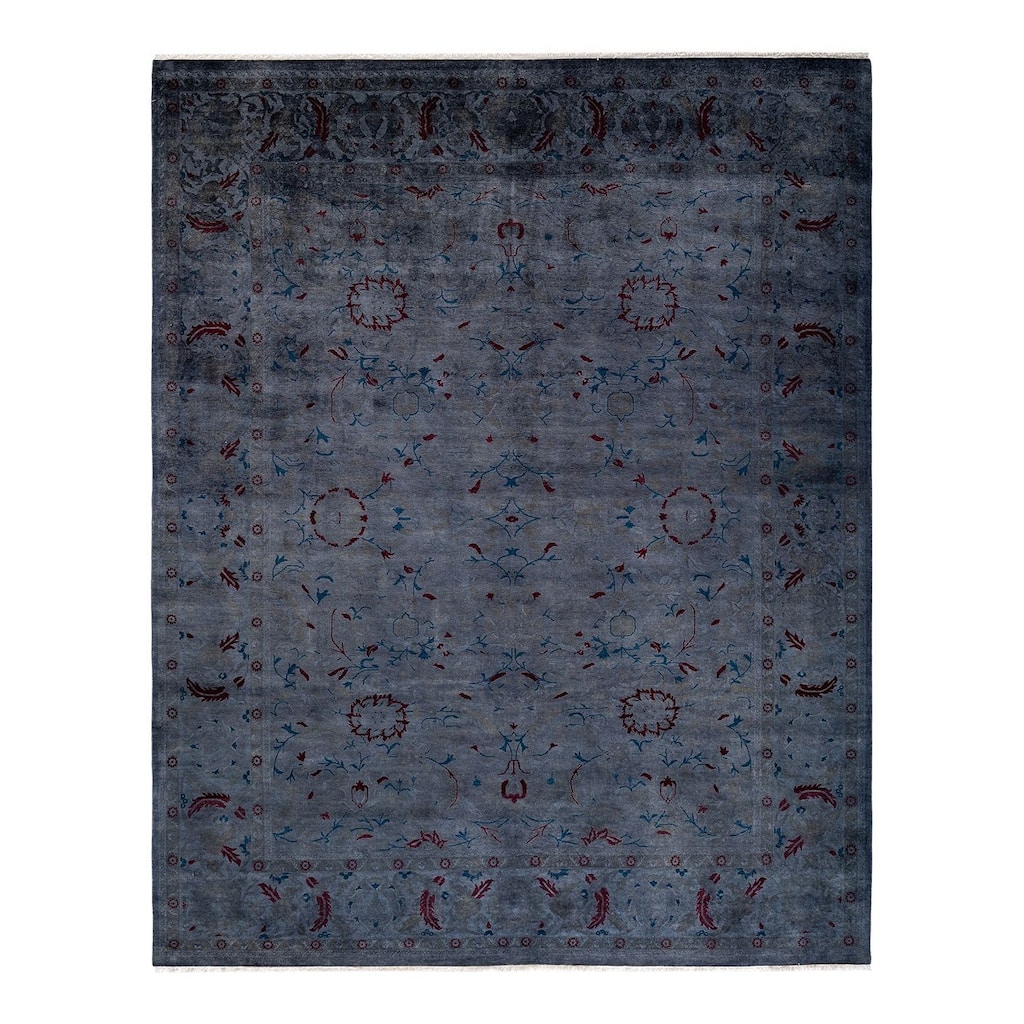 Overton Hand Knotted Wool Vintage Inspired Modern Contemporary Overdyed Gray Area Rug - 8' 2" x 10' 3"
