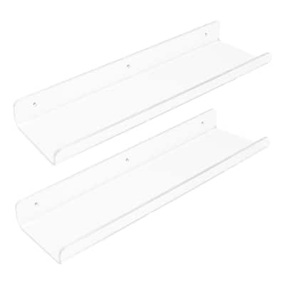 Acrylic Floating Shelves for Wall Mounted, Clear Acrylic Shelves for Bedroom Living Room and Kitchen Wall Display Shelf Clear