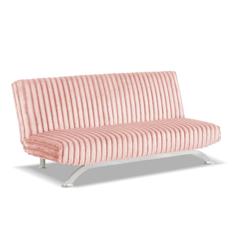Furniture of America Draper II Modern Chenille Channel Tufted Fabric Futon Sofa Bed