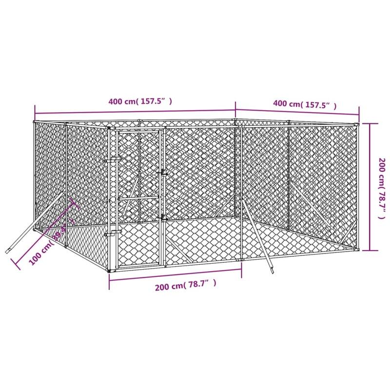vidaXL Outdoor Dog Kennel Silver Multi-Size Galvanized Steel