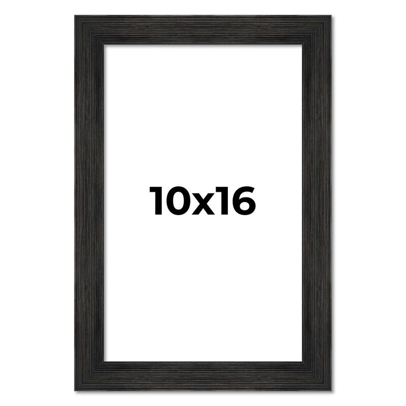 10x16 Black Rustic Wide Barnwood Picture Frame - UV Acrylic, Foam Board Backing, Hanging Hardware - Holds 10x16 Photo