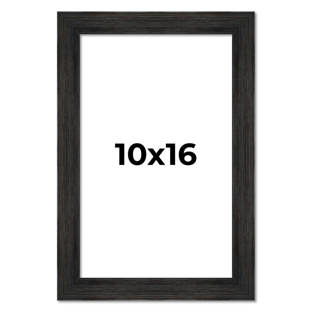 10x16 Black Rustic Wide Barnwood Picture Frame - UV Acrylic, Foam Board Backing, Hanging Hardware