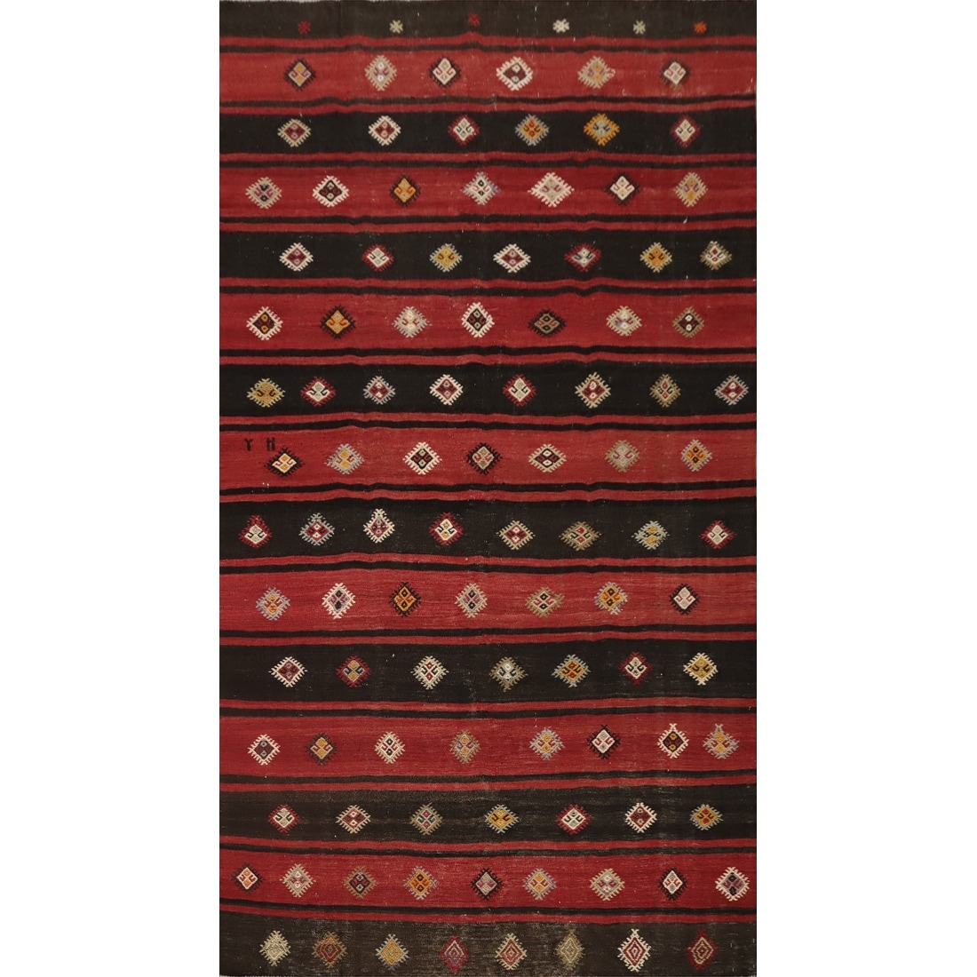 Hand Woven Oriental 100% Wool Carpet Southwestern Tribal Red Kilim Area Rug - 9' 7'' X 5' 5''