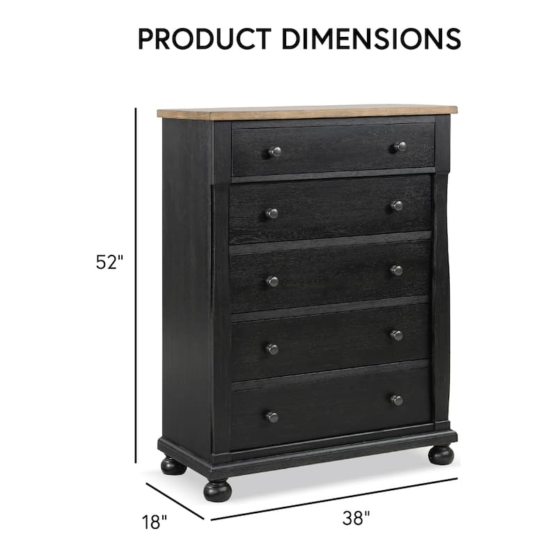 Furniture of America Lucan Modern 3-Piece Farmhouse Black Solid Wood Panel Bedroom Set