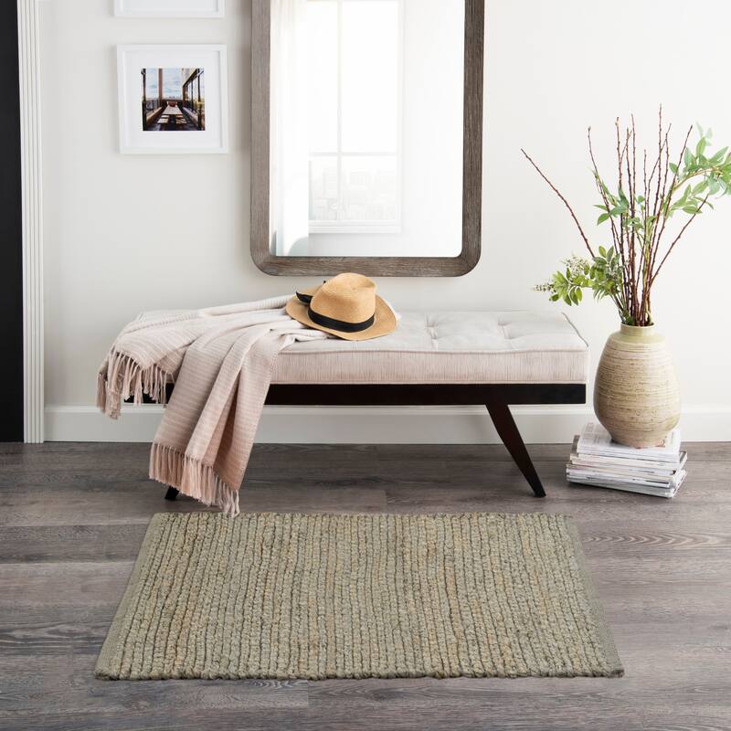 Nourison Natural Jute Indoor only Solid Area Rug - 2' x 3' - Sage