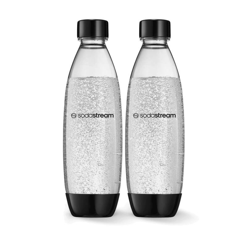SodaStream® Black 1 Liter Slim Bottle Twinpack - DISHWASHER SAFE - Black