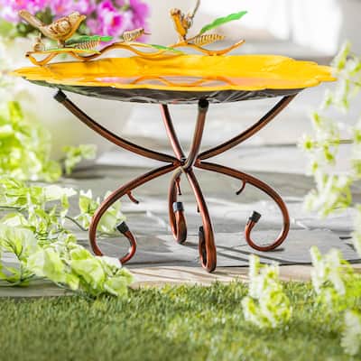 15" Metal Copper Convertible Bird Bath Stand