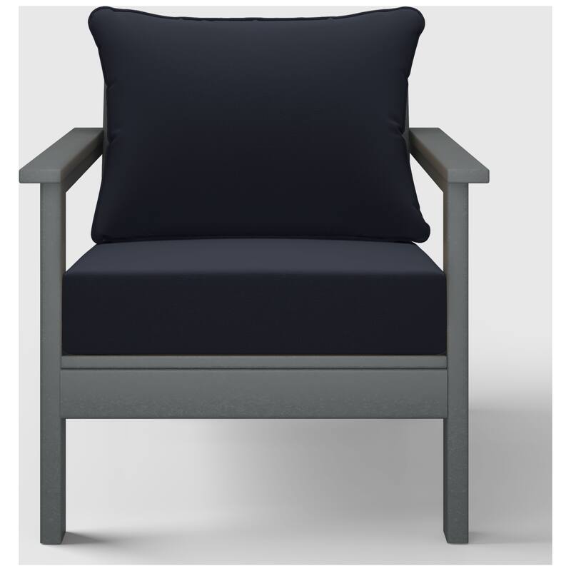 Birchwood All Weather HDPE Outdoor Patio Deep Seating Gray Club Chair With Cushions (1-Piece)