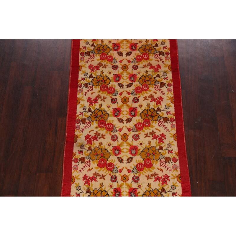 Antique Floral Kerman Persian Area Rug Hand-knotted Wool Carpet - 3'4" x 6'4"