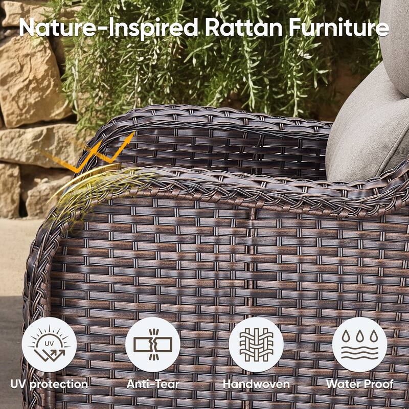 Pocassy Outdoor Glider Chairs Table with 5Inch 6Inch Cushion