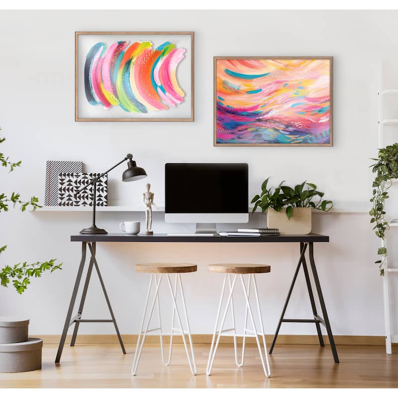 Kate and Laurel Blake Bright Abstract Framed Glass Art by Ettavee