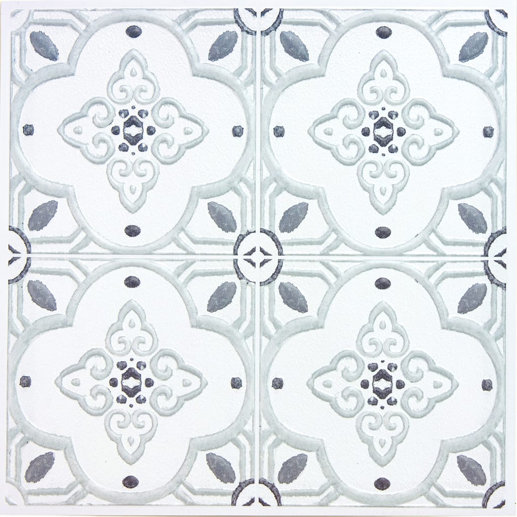 WallPops Clover Blue Embossed Peel and Stick Backsplash Tiles