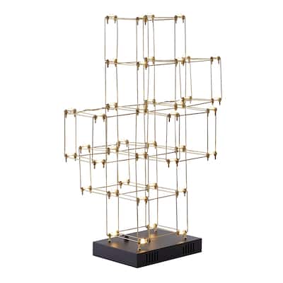 Gold Stainless Steel LED Table Lamp With A Black Base