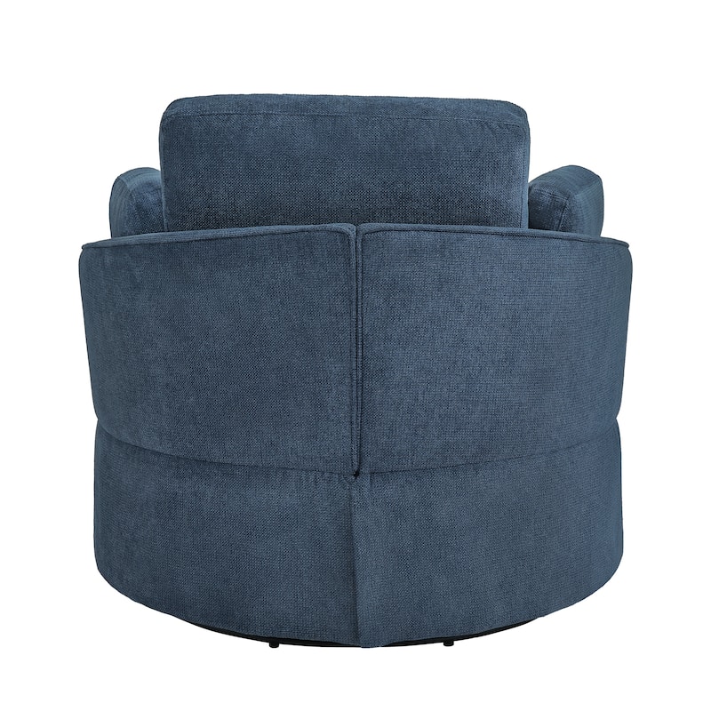Modern Upholstered Swivel Accent Chair Round Chair with Pillows Single Sofa Chair Chenille Armchair for Living Room
