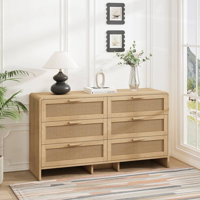 6-Drawers Rattan Storage Cabinet Rattan Drawer