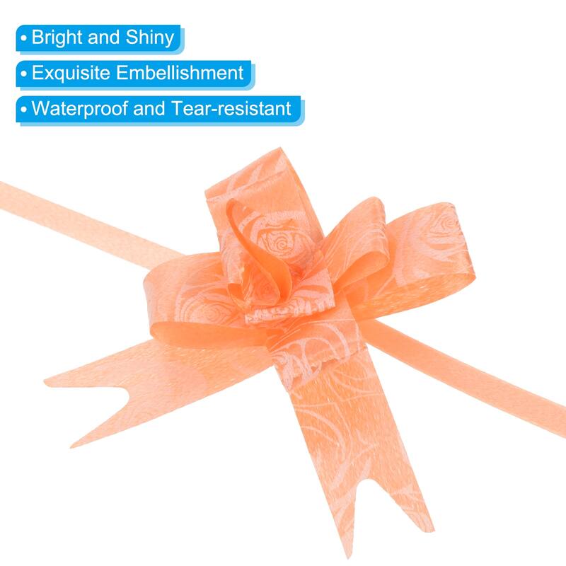 100Pcs 8" Pull Bows Gift Wrapping Pull Bow Rose Pattern Baskets Bows