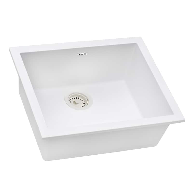 Ruvati 21 x 17 inch Granite Composite Undermount Bar Prep Sink - Arctic White - RVG2022WH