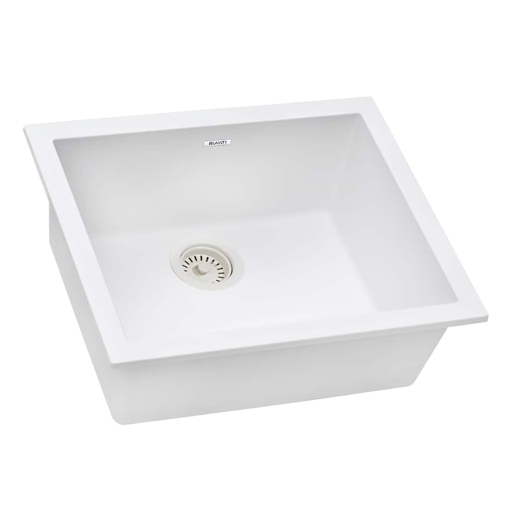 Ruvati 21 x 17 inch Granite Composite Undermount Bar Prep Sink - Arctic White - RVG2022WH