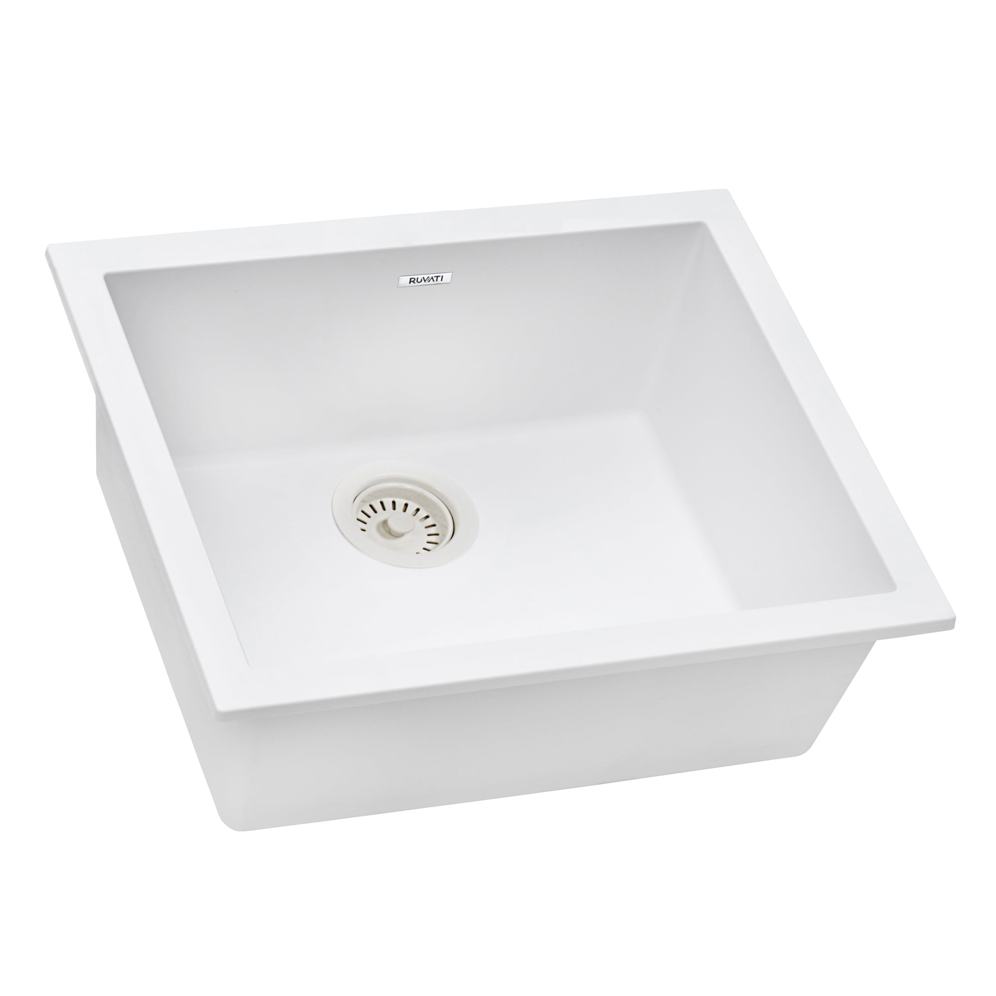 Ruvati 21 x 17 inch Granite Composite Quartz Undermount Single Bowl Wet Bar Prep Sink - Arctic White Matte - RVG2022WH