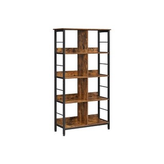 Industrial Bookshelf, 4-Tier Bookcase with 8 Cubes, Book Shelf for ...