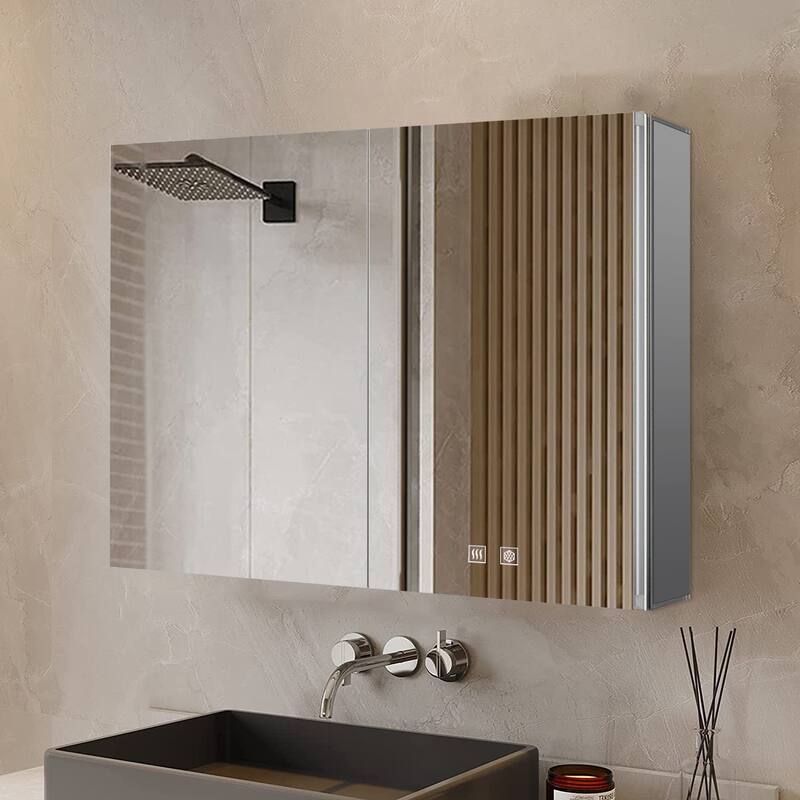 Corsica Surface-Mount LED Mirror Medicine Cabinet with Defogger - 36 in W x 28 in H
