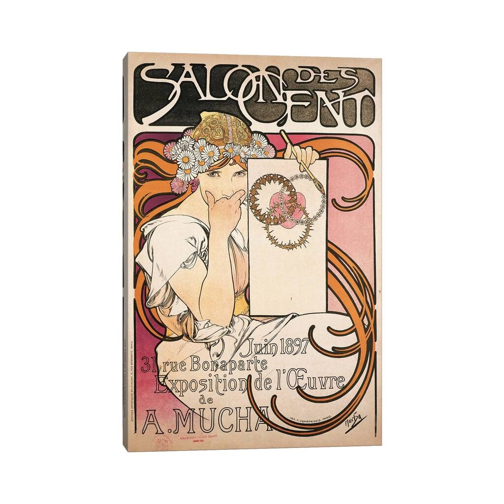 iCanvas "Salon des Cent June 1897 Exhibition Advertisement" by Alphonse Mucha Canvas Print