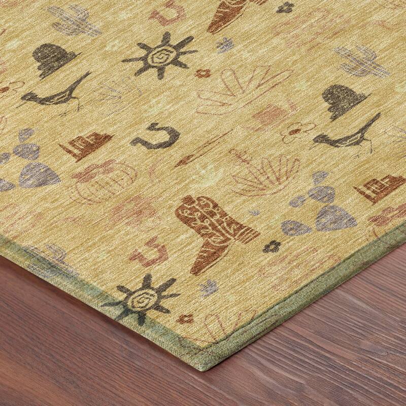 Machine Washable Indoor/ Outdoor Cowboy Ranch Chantille Rug