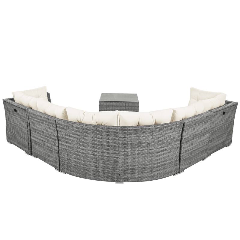 9-Piece Outdoor Patio Sectional Sofa Set with Coffee Table, Free Combination