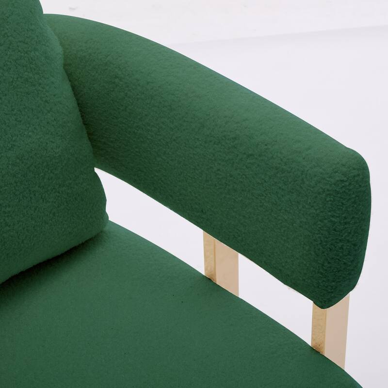 Teddy Fleece Modern Accent Chair with Gold Metal Legs and High-Rebound Cushion